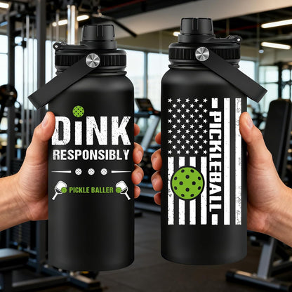 Fufandi Pickleball Gifts - Pickle Ball Dink Responsibly - Christmas, Birthday Gifts for Men, Women, Pickleball Lovers, Player Coach - Pickle Ball Water Bottle 32oz
