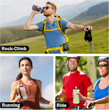Soft Flask 11.8oz/350ml, Soft Silicone Quick Grip Chill Handheld Water Bottle Collapsible for Running Hydration Morning Jogging Climbing Cycling Sports Activity (Yellow)