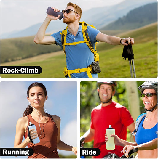 Soft Flask 11.8oz/350ml, Soft Silicone Quick Grip Chill Handheld Water Bottle Collapsible for Running Hydration Morning Jogging Climbing Cycling Sports Activity (Yellow)