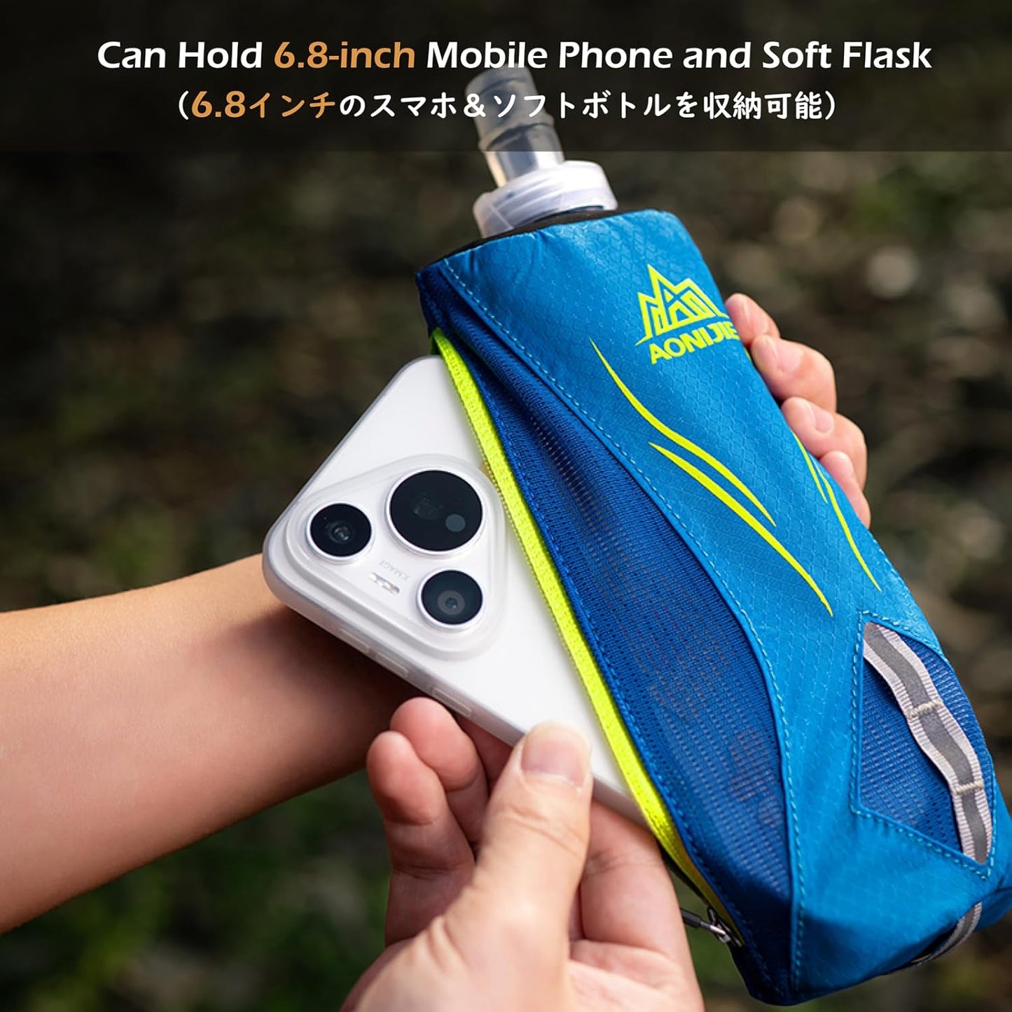 TRIWONDER Handheld Water Bottle for Running, Quick Grip Chill 17 oz Handheld Soft Water Bottle with Hand Strap Hydration Pack, BPA Sport Soft Flask (Blue)