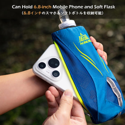 TRIWONDER Handheld Water Bottle for Running, Quick Grip Chill 17 oz Handheld Soft Water Bottle with Hand Strap Hydration Pack, BPA Sport Soft Flask (Blue)