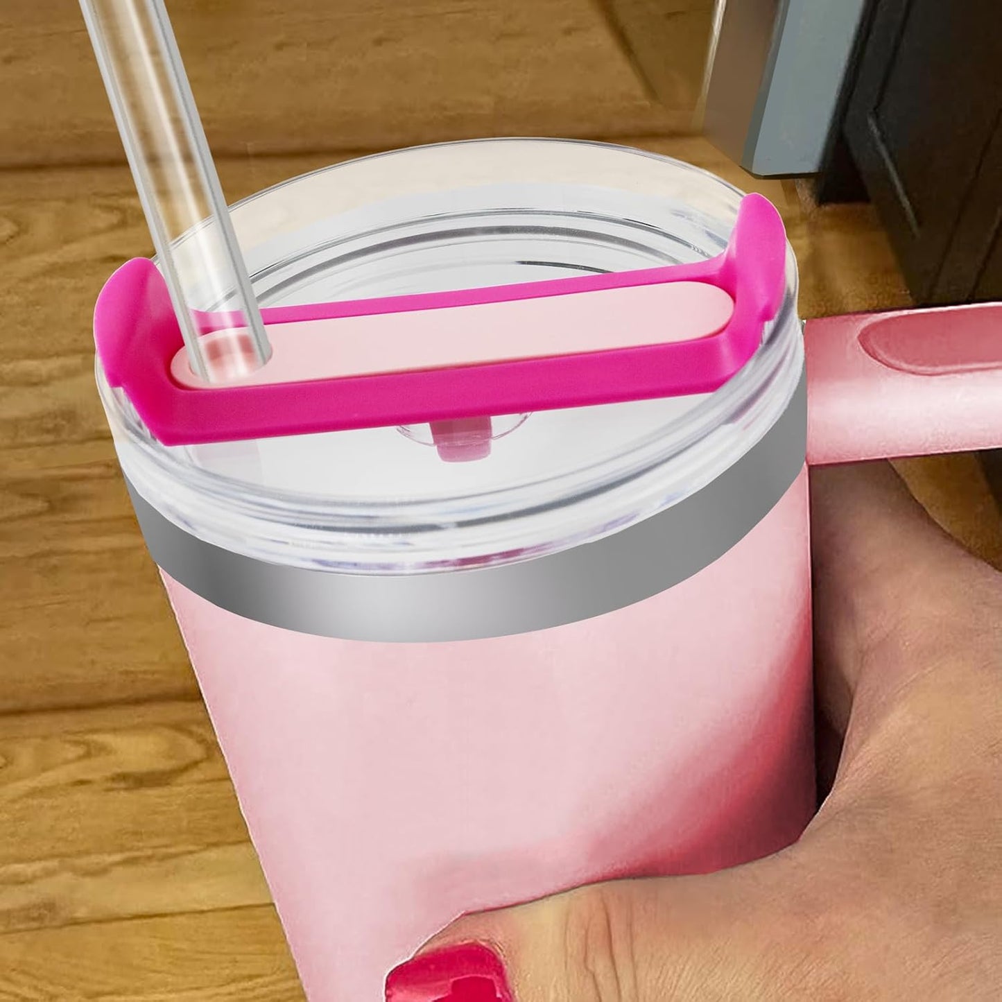 40oz Tumbler Lid Compatible for Stanley, 2 Pack Replacement Tumbler Lids Fit for Stanley Quencher 2.0 Tumbler 40 OZ, with Straws and Cleaning Brush (Orchid)