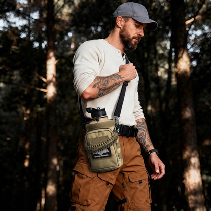 NATURE PIONEOR 32 64 128oz Tactical Water Bottle Pouch, Multi-Function Tactical Water Bottle Bag with Adjustable Shoulder Strap, Half/One Gallon Molle Strap Carrier Holder