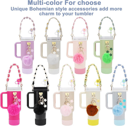 3tyto 13 Pcs Stanley Cup Accessories Set Including Water Bottle Handle Strap, Siliocne Stanley Cup Boot, Siliocne Straw Cover, Stanley Charms for Stanleys Cup 40oz & 30oz Tumbler