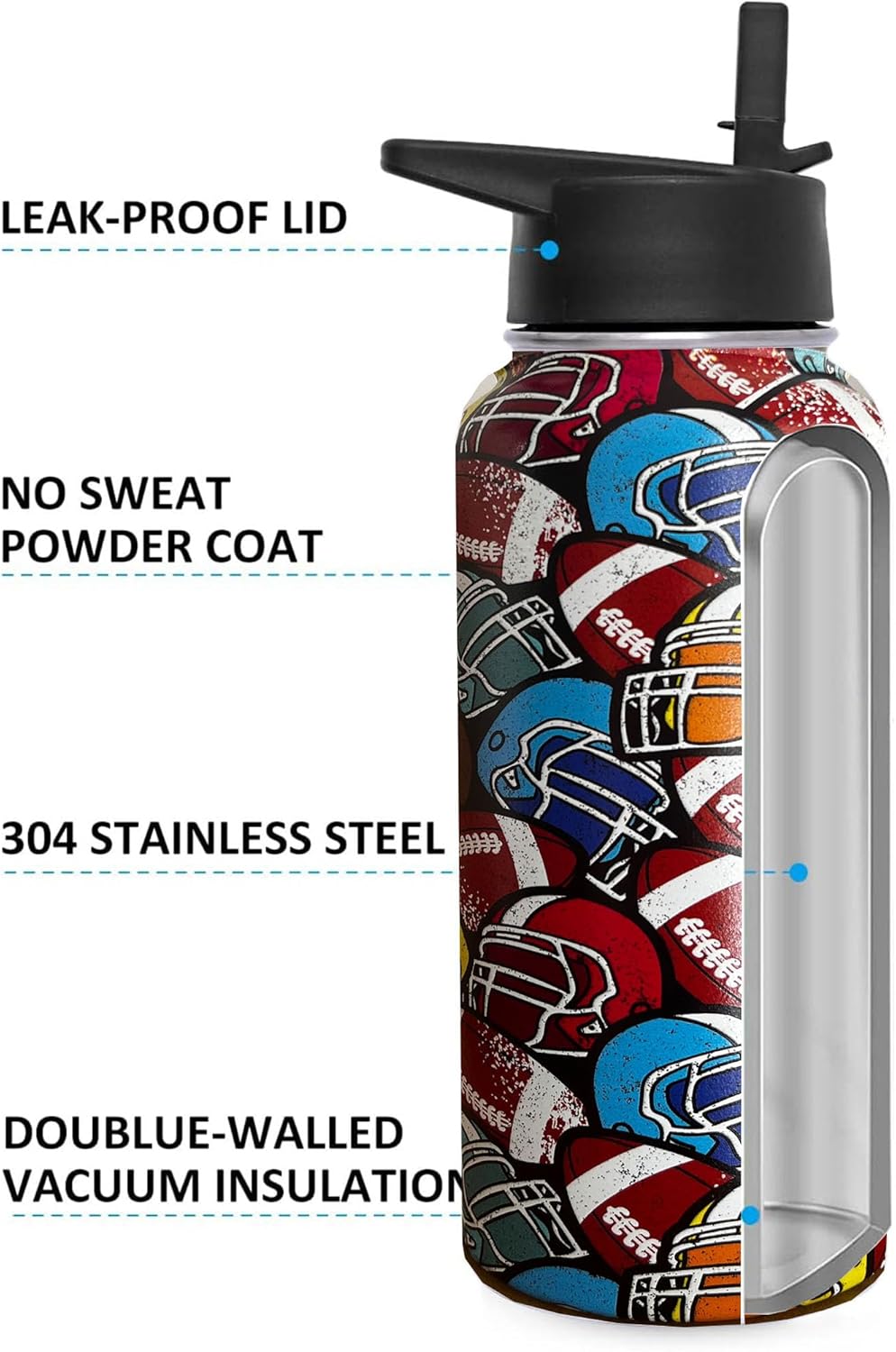 32oz Pickleball Water Bottle Insulated Vacuum Stainless Steel Tumbler Travel Mugs With Straw for Game Sport,Pickleball Accessories