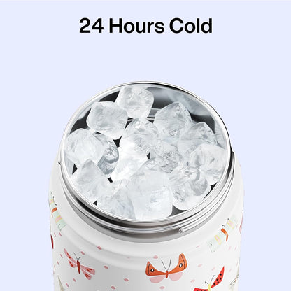ENCOOL Insulated Water Bottle with Straw Stainless Steel Water Bottle, Leak-Proof, BPA-Free, Double Wall Vacuum Keeps Cold for 24 Hours for Sports, Travel, School (26 oz, Cotton Candy) - Colors B