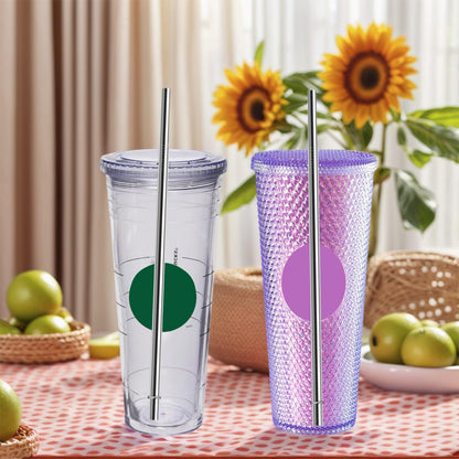 10.5 Inch Stainless Steel Straws Replacement for Starbucks Cold Cup Venti 24 oz, 6 PCS Straight Reusable Metal Straw with Cleaning Brush, 10.5" X 0.31" Compatible with Starbucks Tumblers