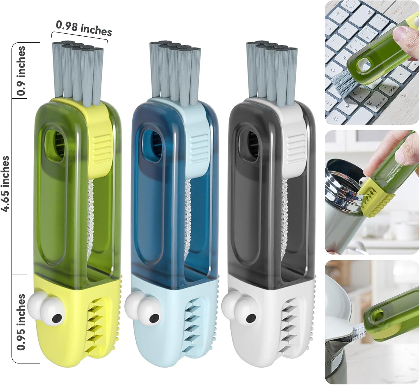3 in 1 Cup Lid Gap Cleaning Brush Set, Multifunctional Bottle Cleaning Brush, Silicone Cup Lid Gap Cleaner, Home Kitchen Crevice Cleaning Tools (Multicolored)