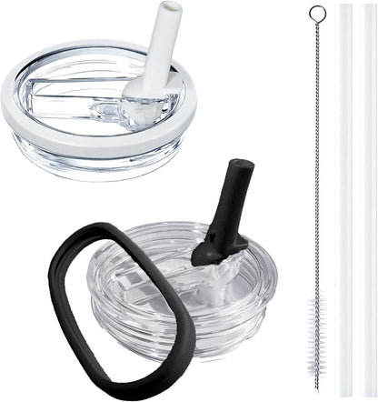 2 Pack Stanley Lid Replacement 40 oz, with Leak Proof and Flip Straw Lid, Stanley Cup Accessories, for Stanley Quencher H2.0 40 oz Tumbler (Only), BPA Free (Milk White)