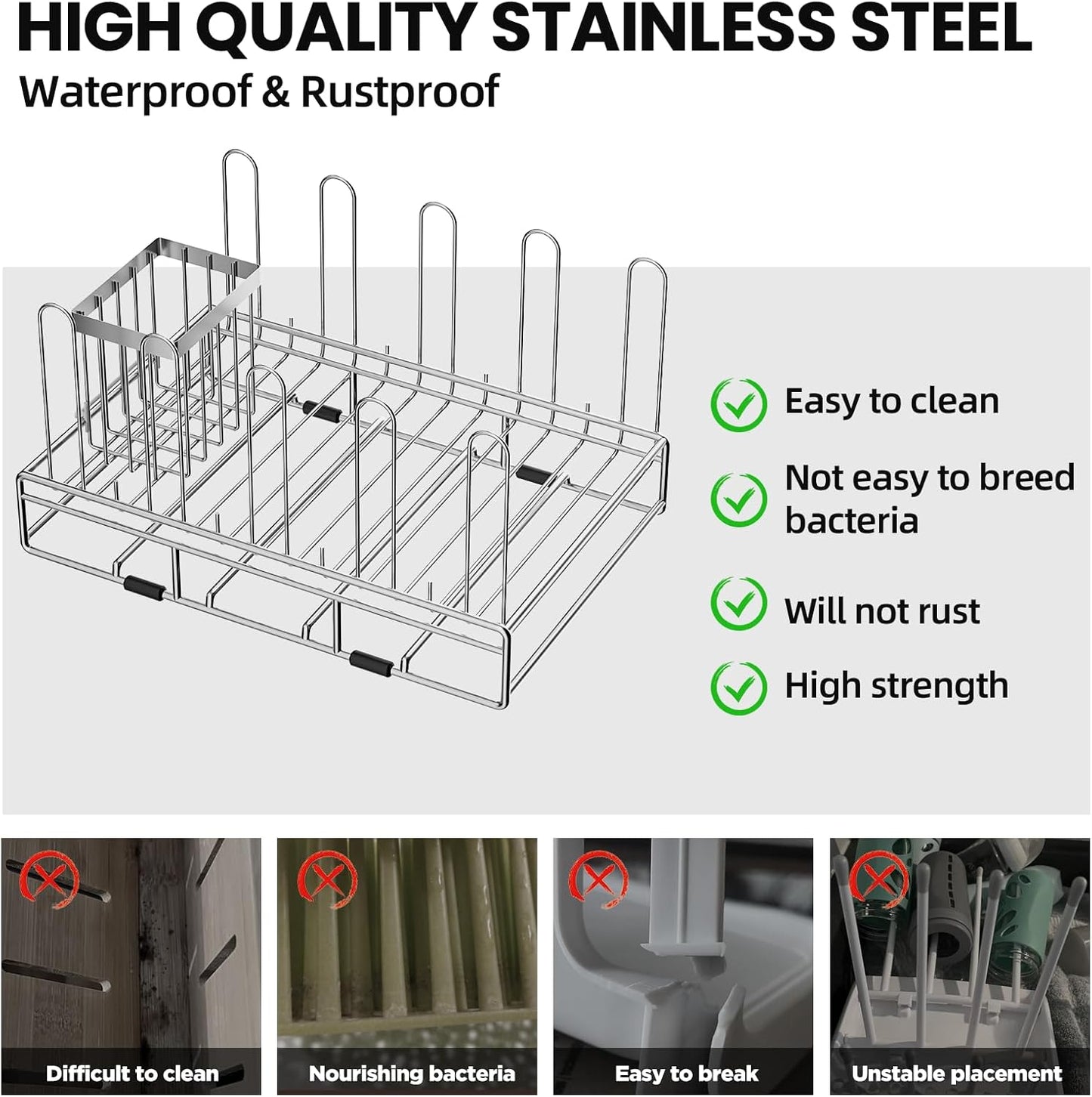 Bottle Drying Rack Stainless Steel Fold Water Bottle Drying Rack Organizer with Straw Holder for Baby Bottles,Cups, Mugs and Glass, Sports Bottles Dryer Countertop