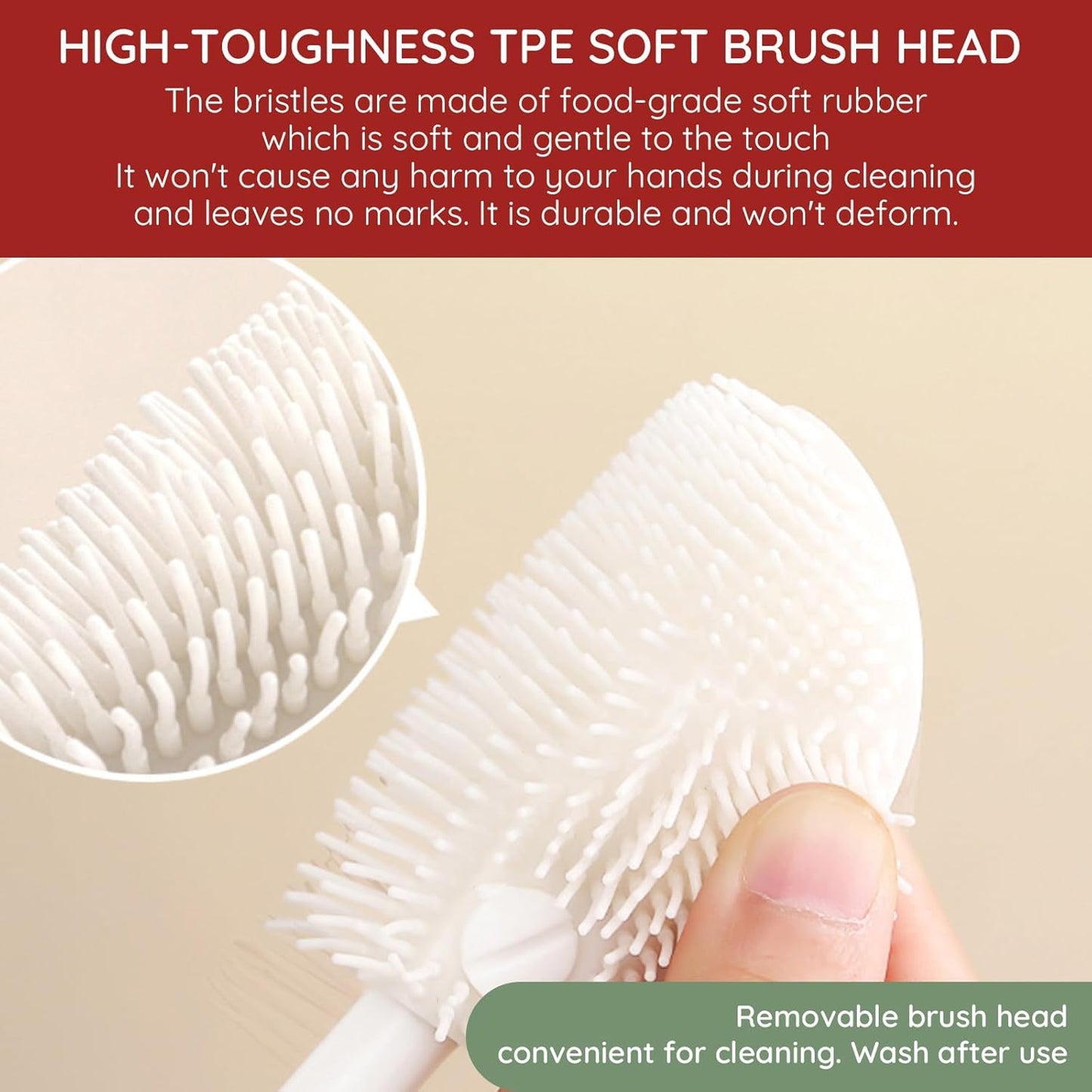 4PCS 360° Flexible Silicone Bottle Brush with Long Handle Soft Bristle Baby Bottle Brush Cleaner for Narrow Neck Water Bottles Straws Jars Deep Cleaning Brush Set 2025 New Bottle Cleaning Brush