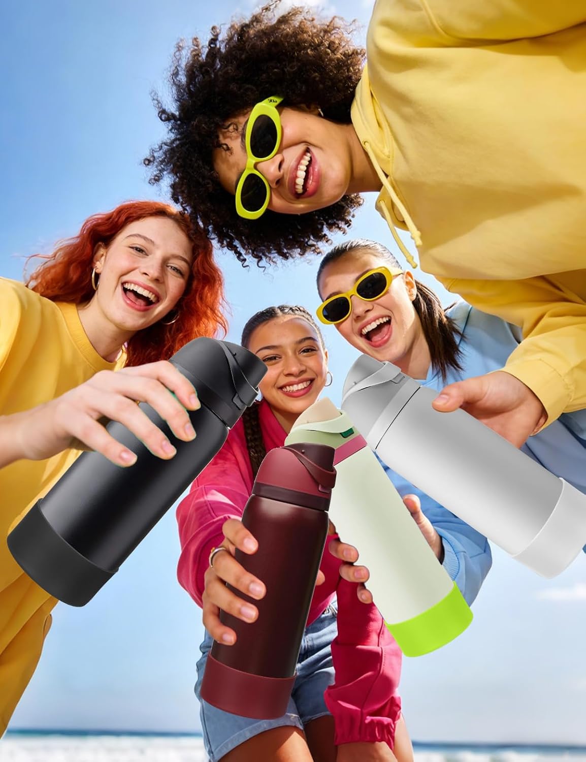 Mity rain 2PCS Silicone Boot for Owala Water Bottle 24 oz 32 oz, Anti-Slip Protective Sleeve Bottom Bumper Protector for FreeSip Stainless Steel Water Bottles Accessories