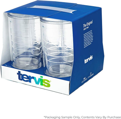Tervis Clear & Colorful Tabletop Made in USA Double Walled Insulated Tumbler Travel Cup Keeps Drinks Cold & Hot, 16oz Mug, Clear