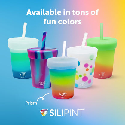 Silipint 8oz Silicone Tumbler with Straw and Lid – Unbreakable, BPA Free, Non-Toxic, Dishwasher, Microwave, Freezer Safe Tumbler Cup – Drinkware for Juice, Smoothies, Coffee (Cool Berry Crush)