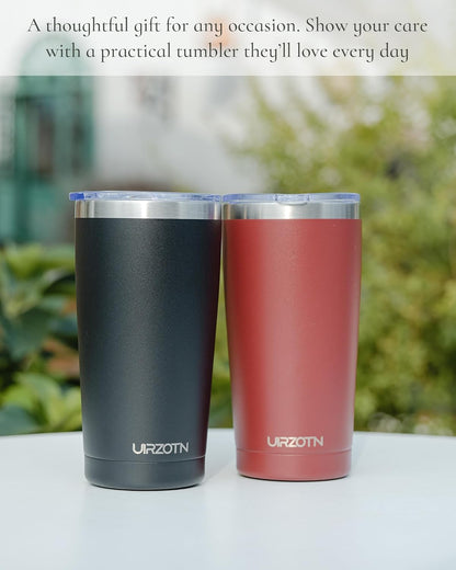 Travel Coffee Tumbler 20oz, Leakproof Travel Coffee Mug with Dual Lids and Straw, Stainless Steel Double Wall Vacuum Insulated Tumbler for Hot/Iced Drinks (Navy Blue, Textured Matte)