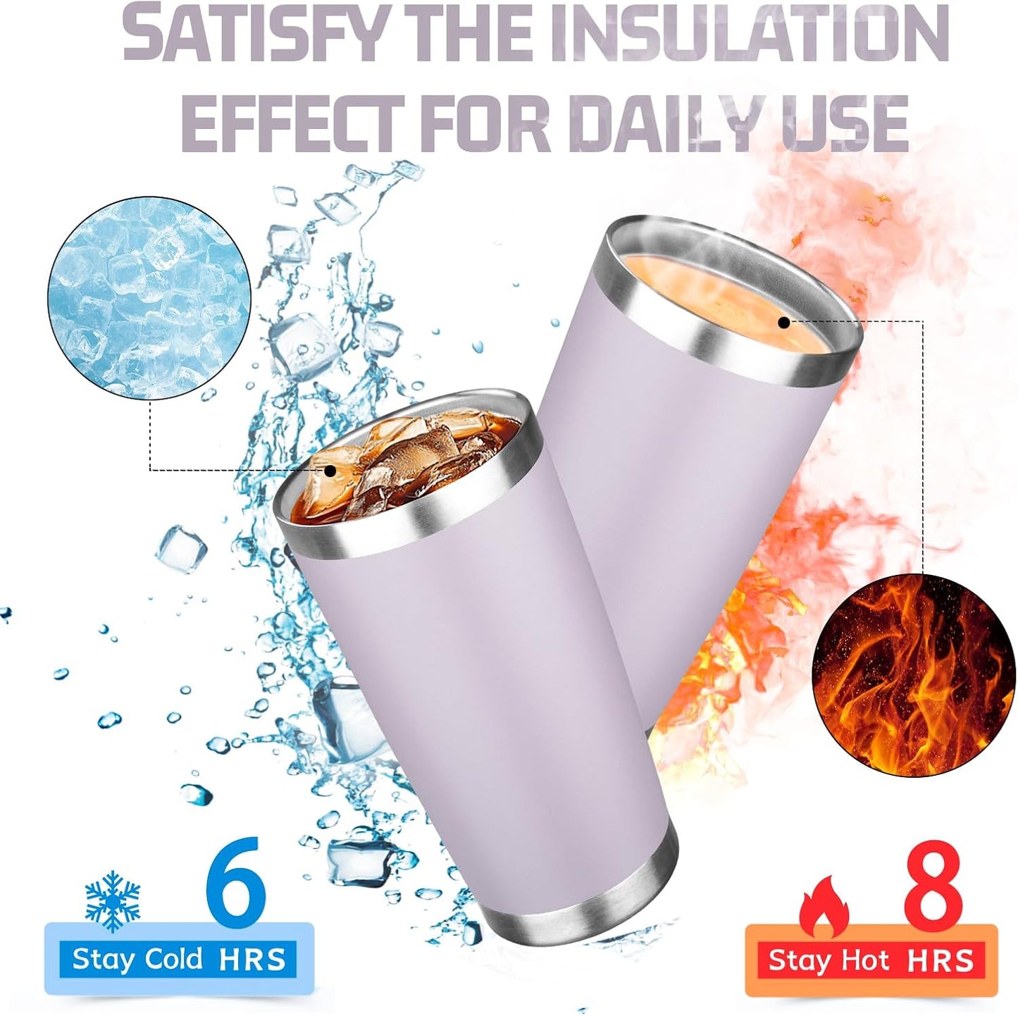 20oz Tumbler with Lid Double Wall Vacuum Insulated Travel Coffee Mug Stainless Steel Thermal Cup Powder Coated Sturdy Coffee Tumbler for Hot and Cold Beverage (Baby blue,1)