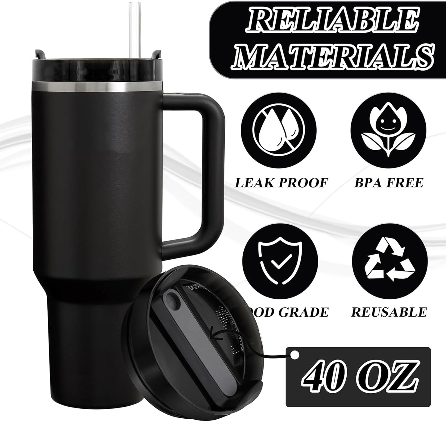 40oz Tumbler Lid Compatible for Stanley, 2 Pack Replacement Tumbler Lids Fit for Stanley Quencher 2.0 Tumbler 40 OZ, with Straws and Cleaning Brush (Orchid)