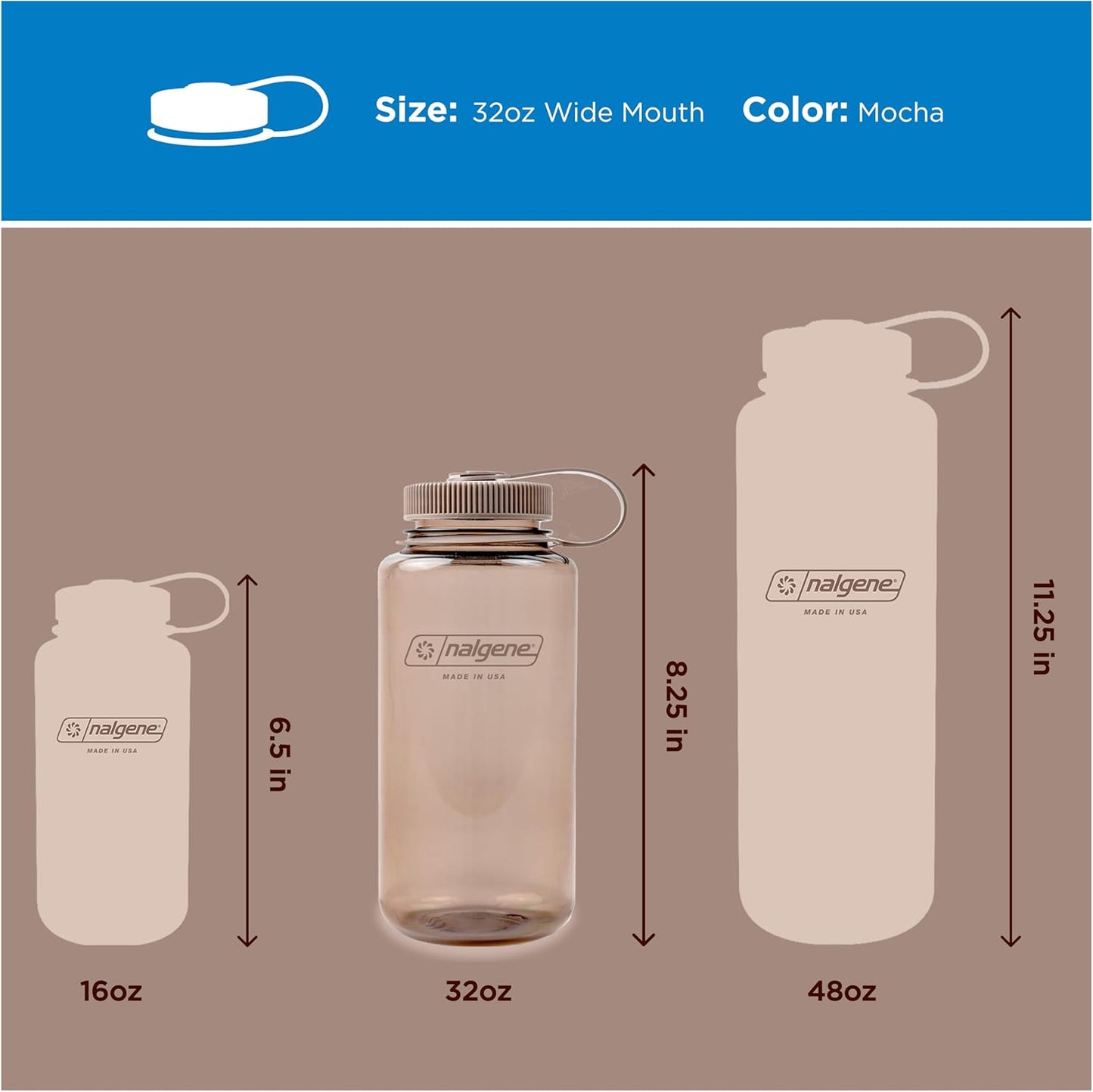 Nalgene 32 oz Wide Mouth Water Bottle | BPA-Free, Durable & Leak Proof, Lightweight Bottle for Hiking & Gym, Work & Travel