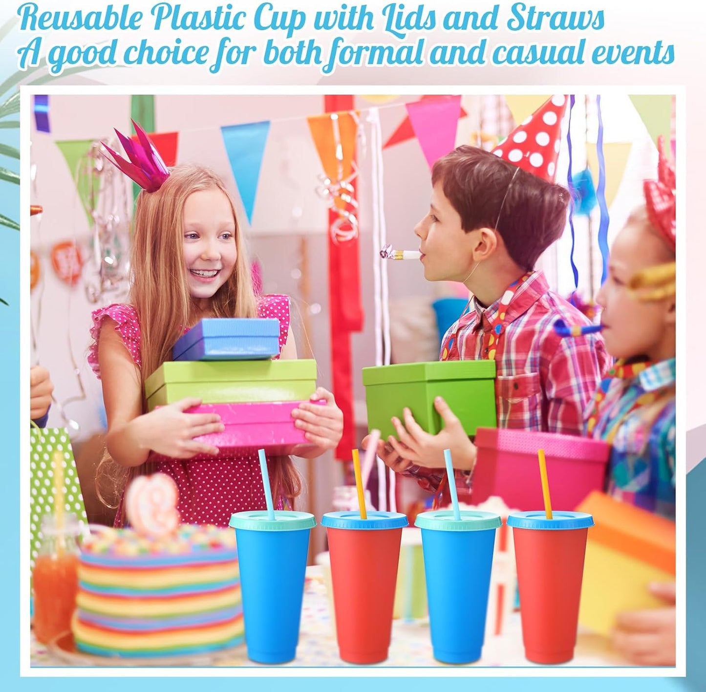 Honeydak 15 Pack Tumbler with Straw and Lid Bulk Cups for Gifts Water Bottle Iced Coffee Travel Mug Cup Reusable Plastic Tumblers for Party Birthdays 24-27 oz (Solid Color)