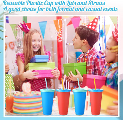 Honeydak 15 Pack Tumbler with Straw and Lid Bulk Cups for Gifts Water Bottle Iced Coffee Travel Mug Cup Reusable Plastic Tumblers for Party Birthdays 24-27 oz (Solid Color)