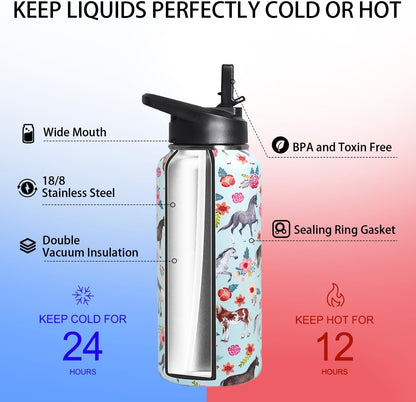 32 oz Pickleball Insulated Water Bottle with Straw - Pickleball Gym Hiking Sports Coffee Mug | Perfect Pickleball Gifts for Women, Pickleball Decor Accessories