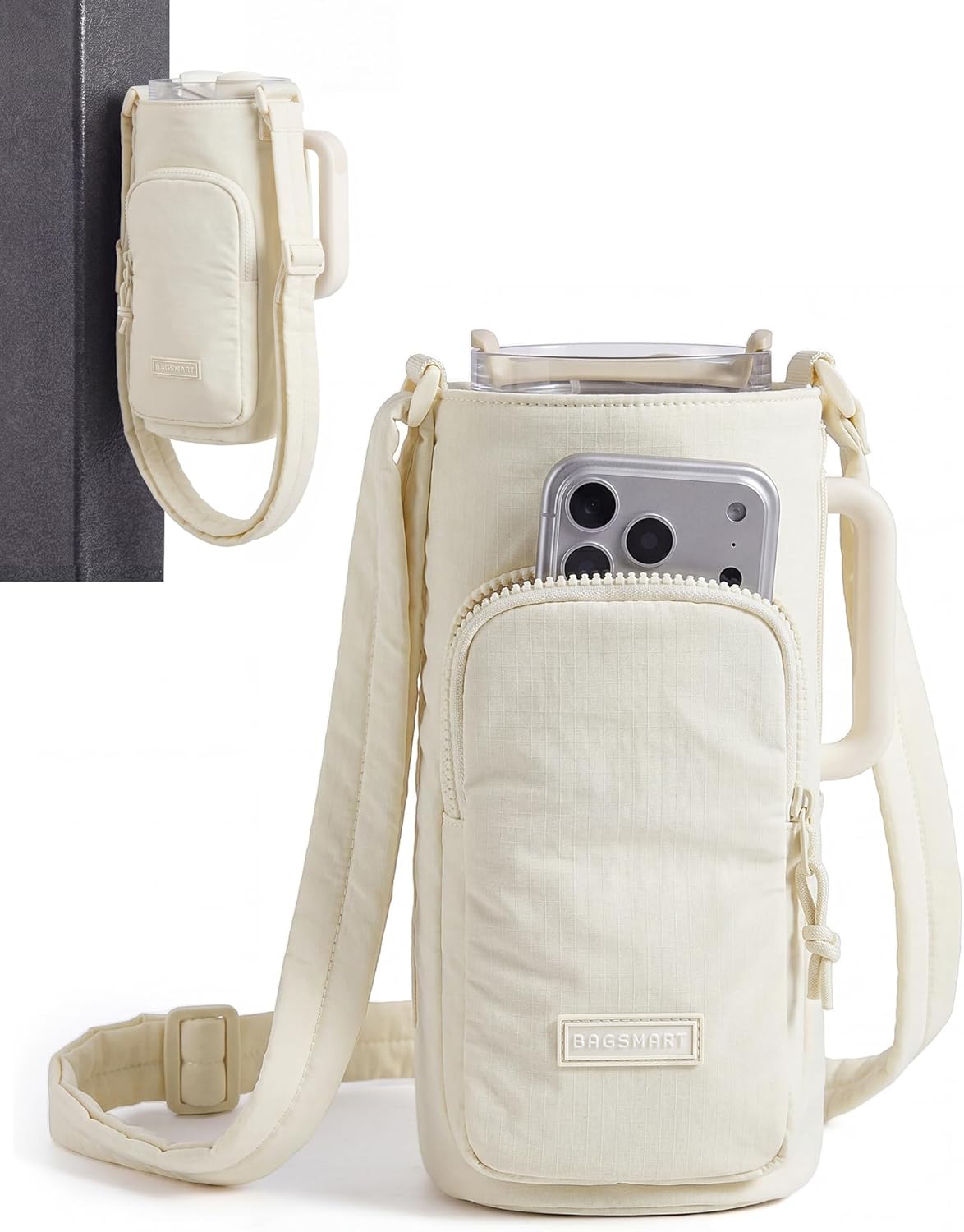 BAGSMART 40oz Magnetic Water Bottle Holder with Strap, Drink Carrier Bag Crossbody Gym Bag, Gym Accessories for Women/Men
