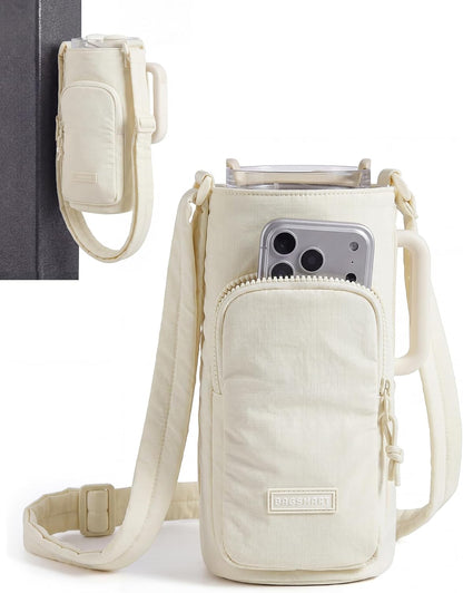 BAGSMART 40oz Magnetic Water Bottle Holder with Strap, Drink Carrier Bag Crossbody Gym Bag, Gym Accessories for Women/Men