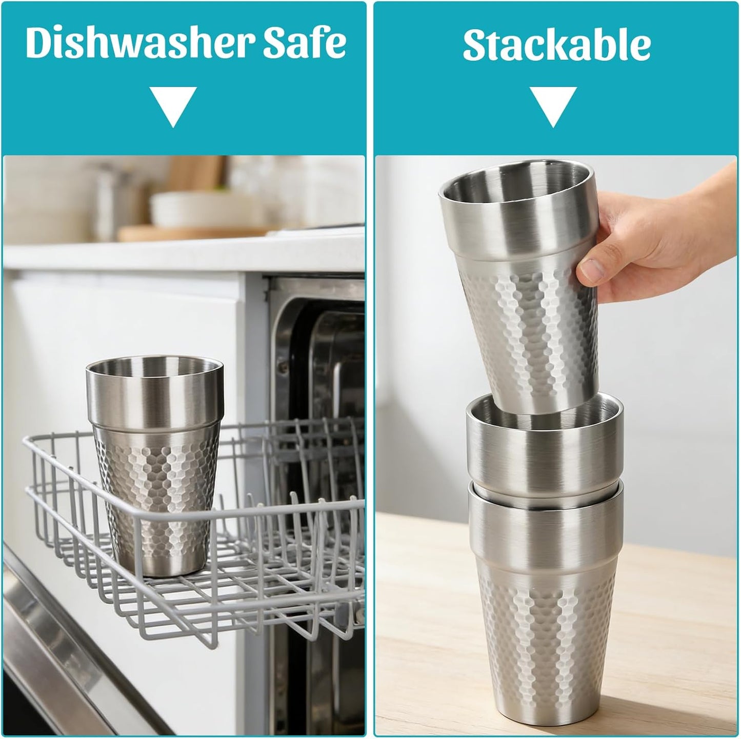 15oz Stainless Steel Tumbler with Lid and Straw, 3 Pack Double Wall Vacuum Insulated Drinking Glasses, Sweat-Proof Metal Cup Suitable for Ice Drinks and Hot Beverage