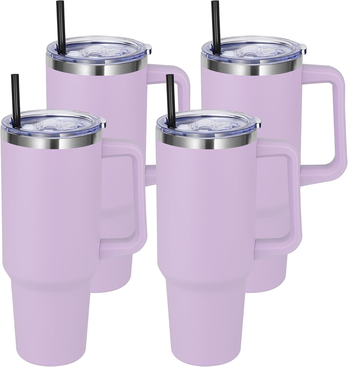 DOMICARE 40 oz Tumbler with Handle and Straw, Stainless Steel Tumbler with Lid and Straw, Reusable Vacuum Insulated Cup, Travel Coffee Mug, Blue, 1Pack