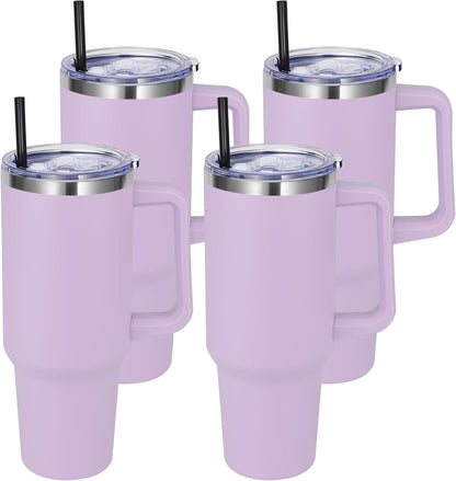 DOMICARE 40 oz Tumbler with Handle and Straw, Stainless Steel Tumbler with Lid and Straw, Reusable Vacuum Insulated Cup, Travel Coffee Mug, Blue, 1Pack