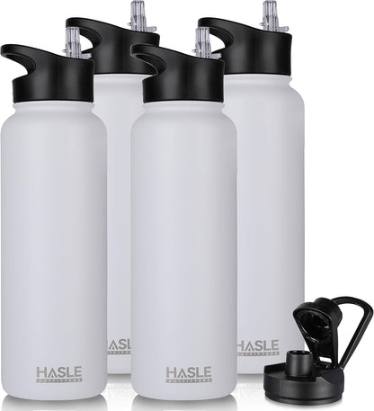 HASLE OUTFITTERS 32 oz Insulated Water Bottle Stainless Steel Double Walled Vacuum Sports Water Bottle with 2 Lids (Straw and Spout Lid) for Gym Camping Hiking(Black,1)