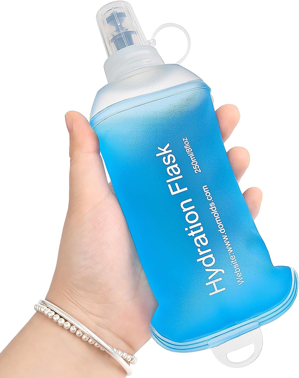 GYGYL Soft Flask, TPU Collapsible Soft Water Bottle for Hydration Pack, Running Vest, Leak-Proof Folding Water Bottle for Hiking Cycling Climbing Jogging-250ml Grey