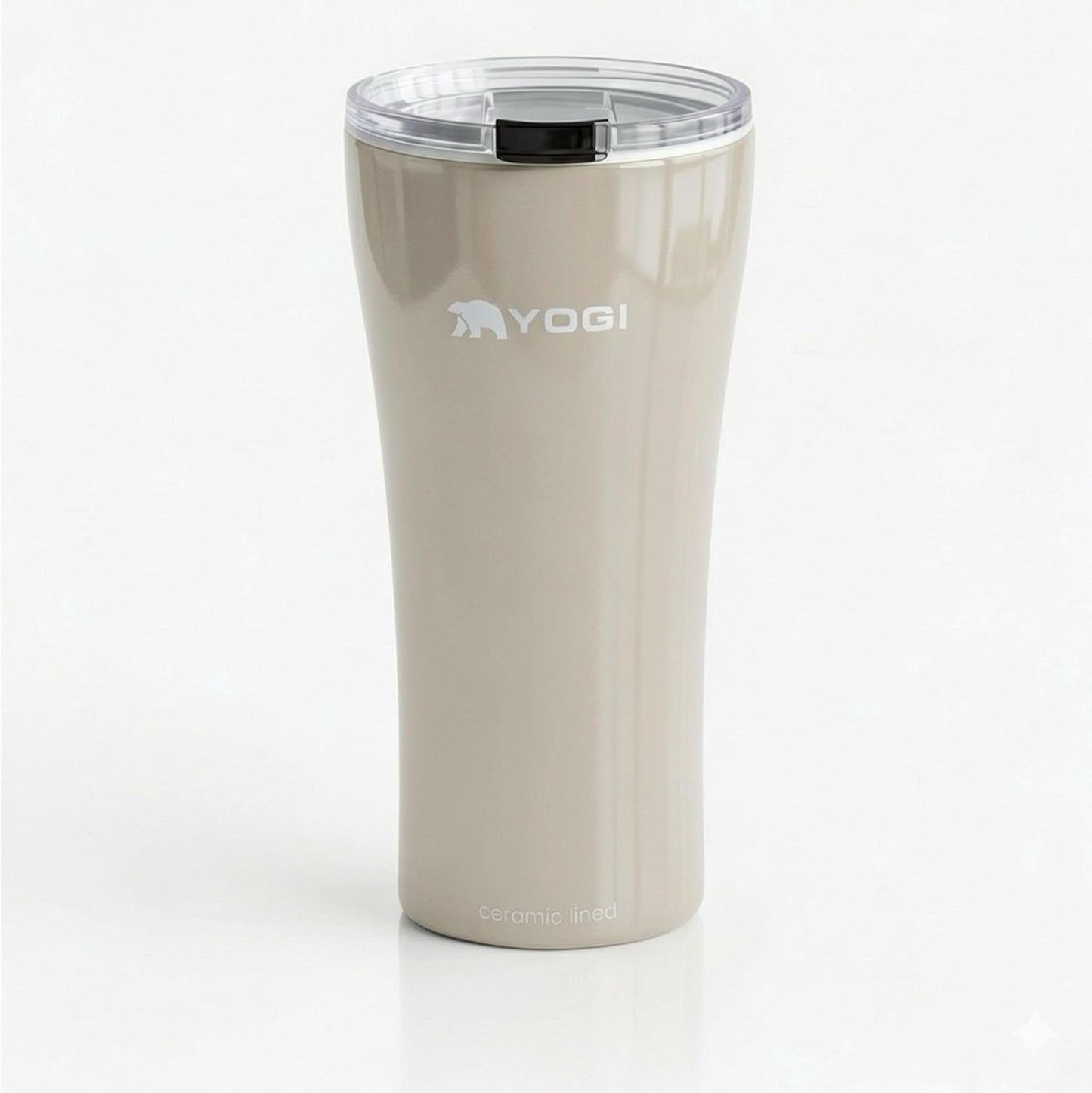 YOGI Ceramic Lined Metal Allergy Safe 16oz Coffee Tumbler with Leakproof Lid BPA Free Vacuum Insulated Stainless Steel Cupholder Friendly Travel Cup for Coffee and Water Sandstone