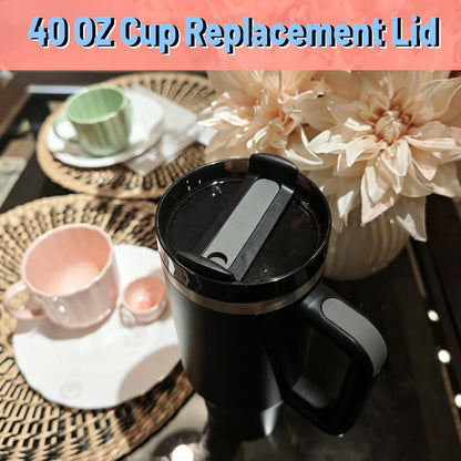 40 OZ Tumbler Lid Replacement Compatible for Stanley Quencher H2.0, 1 Pack BPA Free Clear Lid Replacement for Stanley Cup Accessories(Clear-White)