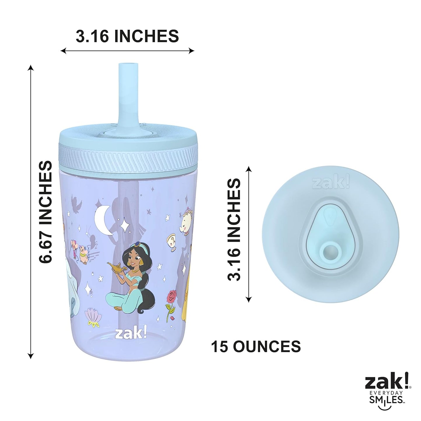 Zak Designs 15oz Bluey Kelso Tumbler Set, Leak-Proof Screw-On Lid with Straw Made of Durable Plastic and Silicone, Perfect Bundle for Kids, 2 Count (Pack of 1) - Colors A