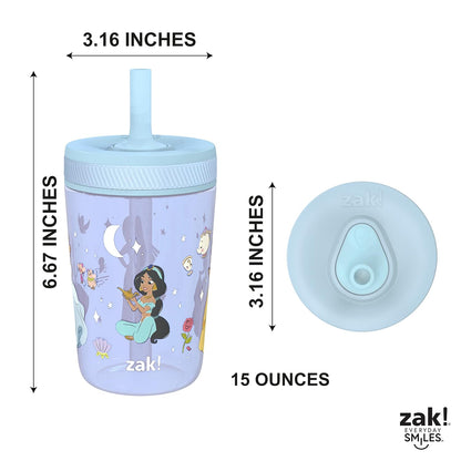 Zak Designs 15oz Bluey Kelso Tumbler Set, Leak-Proof Screw-On Lid with Straw Made of Durable Plastic and Silicone, Perfect Bundle for Kids, 2 Count (Pack of 1) - Colors A
