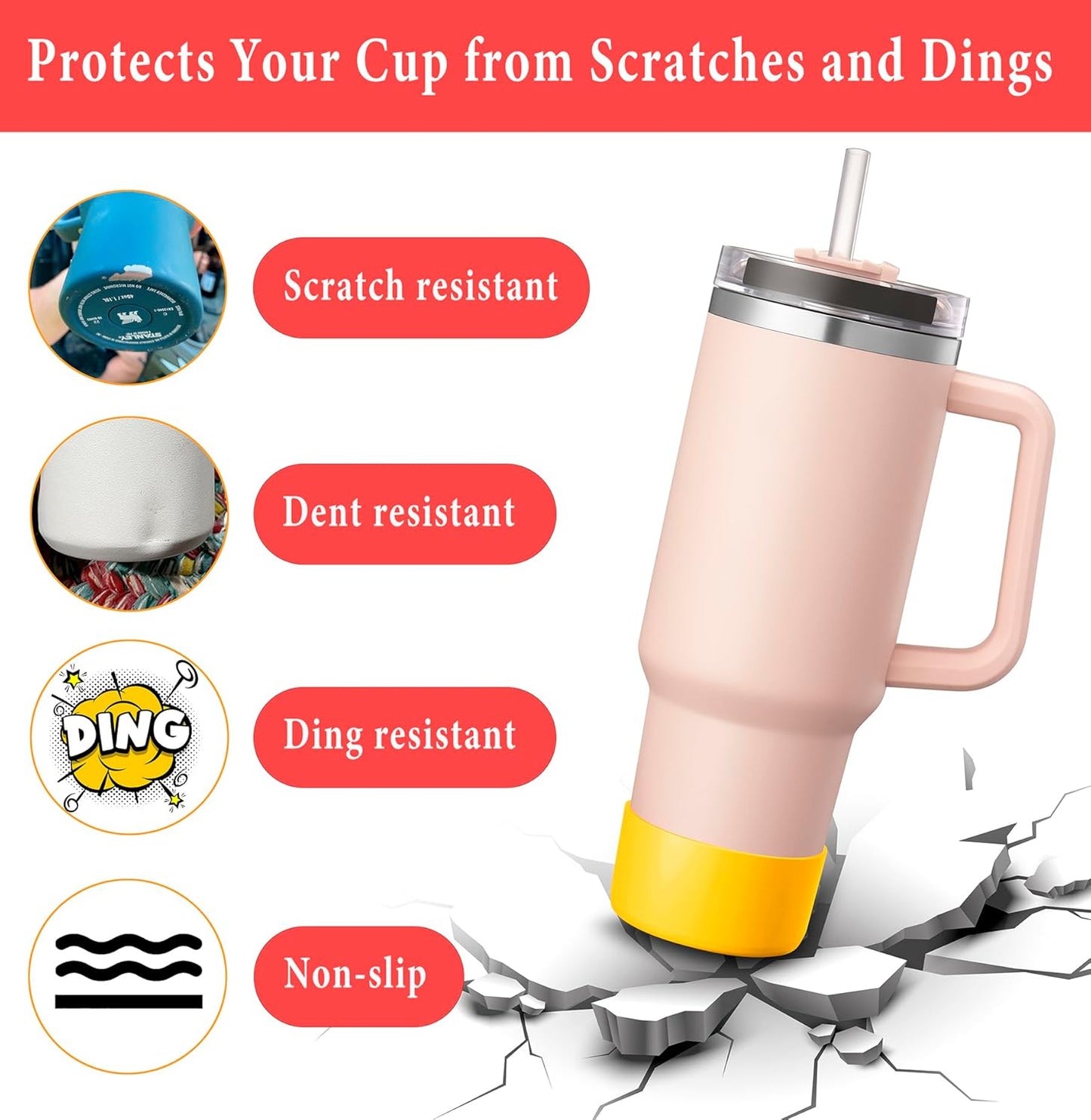 KTKUDY 2Pcs Silicone Boot for Stanley Quencher Tumbler 30 oz 40 oz & IceFlow 20 oz 30 oz & Fit Owala Freesip Water Bottle & Fit Hydro Flask & More - Cup Bottom Accessories Fit Stanley Cup