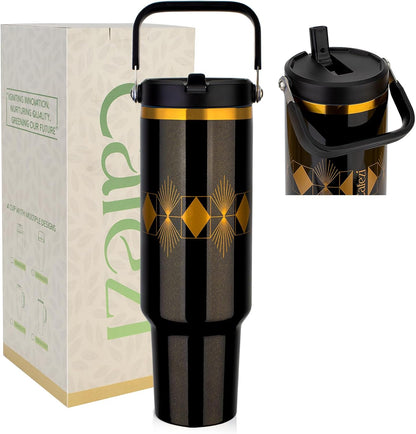 40 oz Insulated Tumbler with Top Handle and Flip Straw, Vacuum Insulated Stainless Steel Cup with Leak-Proof Lid, Sweat-Free, Fits Cup Holder, Keeps Ice Cold up to 30 Hours