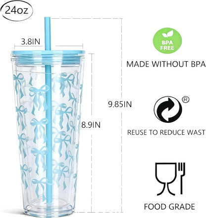 24oz Tumbler with Lid and Straw, Leak Proof and Double Wall Insulated Reusable Plastic Cups,Travel Reusable Iced Coffee Cup (1, Pink)