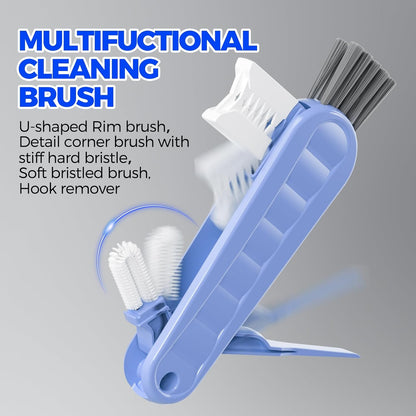 6 PACK Holikme 4 in 1 Cup Lid Cleaning Brush Set with 3 Straws, Multifunctional Bottle Brush, Silicone Cup Lid Gap Cleaner, Durable Bristle Crevice Cleaning Brush,Flat End Brushes,Navy & Black & Olive