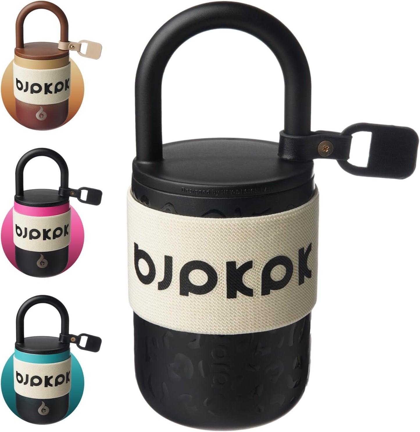 BJPKPK 13oz Insulated Stainless Steel Loop Tumbler With Lid And Handle Travel Coffee Mug Thermal Cup,Latte