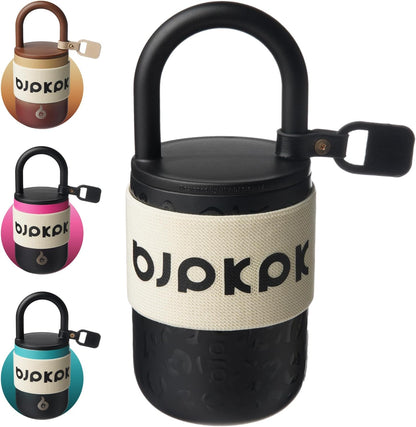 BJPKPK 13oz Insulated Stainless Steel Loop Tumbler With Lid And Handle Travel Coffee Mug Thermal Cup,Latte