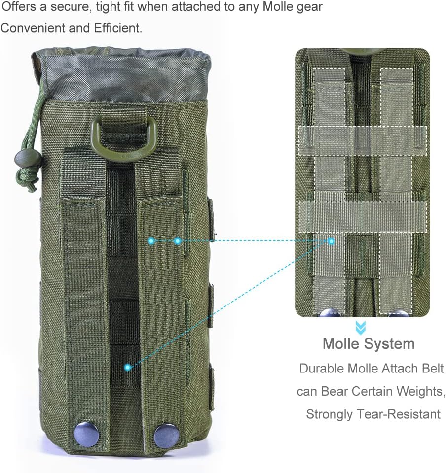 Upgraded Tactical Drawstring Molle Water Bottle Holder Tactical Pouches