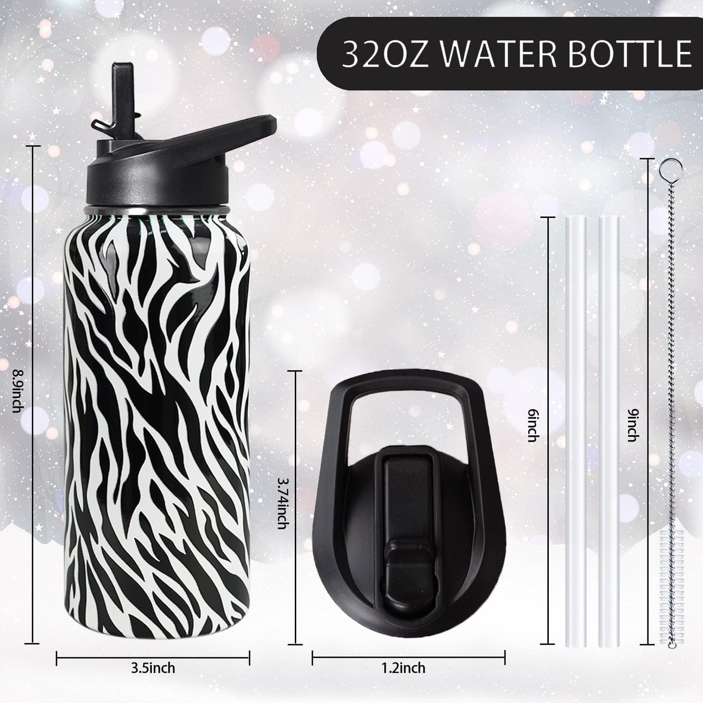 32 oz Pickleball Insulated Water Bottle with Straw - Pickleball Gym Hiking Sports Coffee Mug | Perfect Pickleball Gifts for Women, Pickleball Decor Accessories