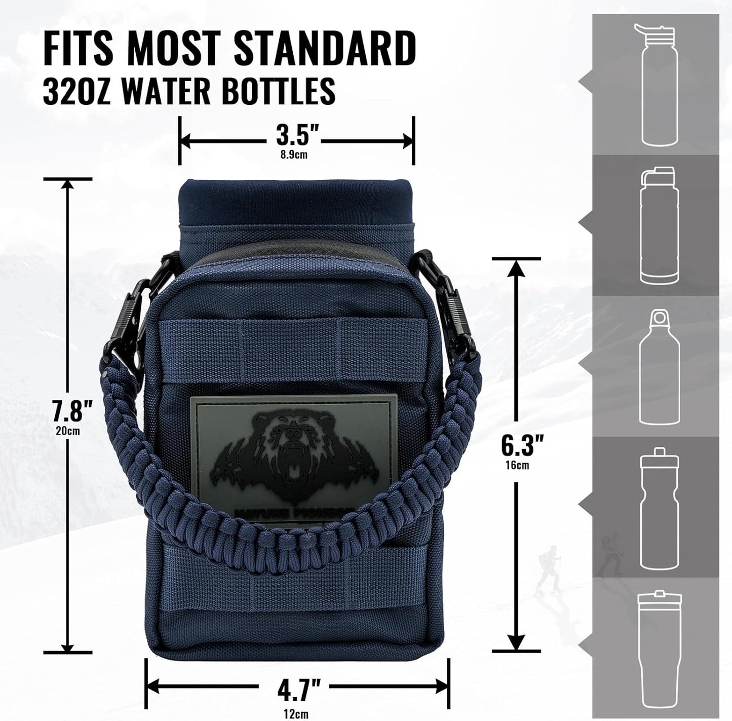 NATURE PIONEOR 32 64 128oz Tactical Water Bottle Pouch, Multi-Function Tactical Water Bottle Bag with Adjustable Shoulder Strap, Half/One Gallon Molle Strap Carrier Holder