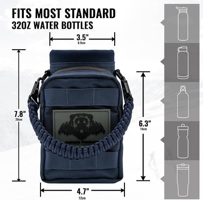 NATURE PIONEOR 32 64 128oz Tactical Water Bottle Pouch, Multi-Function Tactical Water Bottle Bag with Adjustable Shoulder Strap, Half/One Gallon Molle Strap Carrier Holder