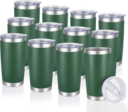 20 oz Tumblers Bulk Stainless Steel Tumbler with Lid Double Wall Vacuum Insulated Coffee Mug 20oz Powder Coated Cup for Hot and Cold Drinks, Stainless, 6 pack