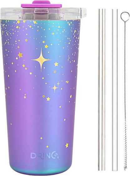 Drinco - 20 oz Stainless Steel Tumbler | Double Walled Vacuum Insulated Mug With Lid, 2 Straws, For Hot & Cold Drinks (20oz Dragonfly)