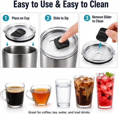 2Pcs 30oz Replacement Yeti Tumbler Lids, Only for Yeti 30 oz Tumbler, 14 oz Mug, with Strong Magnetic Slider Switch, Good Spill Proof Effect Coffee Cup Travel Cover Lids, BPA Free