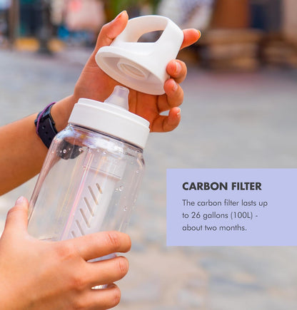 LifeStraw Go Series – BPA-Free Water Filter Bottle for Travel and Everyday use removes Bacteria, parasites and microplastics, Improves Taste, 22oz; Clear